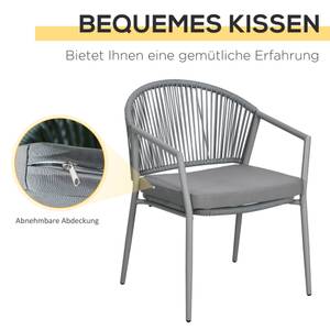 Rattan Bistroset 863-150V00LG Grau - Polyrattan - 62 x 78 x 58 cm