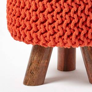 Gestrickter Fußhocker, 42 cm hoch Orange