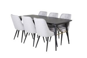 Essgruppe Gold (7-teilig) Schwarz - Massivholz - 85 x 76 x 180 cm