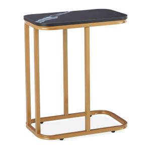 Table d’appoint moderne forme C Noir - Doré - Bois manufacturé - Métal - 30 x 59 x 50 cm