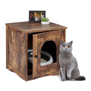 Meuble de toilette avec porte pour chat Marron - Bois manufacturé - 48 x 50 x 50 cm