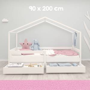 Komplettset hohes Bett Weiß - Holzwerkstoff - 100 x 149 x 207 cm