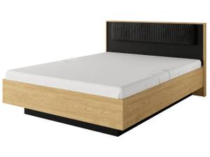 Bett BOLZANO Schwarz - Braun - Holzwerkstoff - Naturfaser - Kunststoff - 167 x 102 x 210 cm