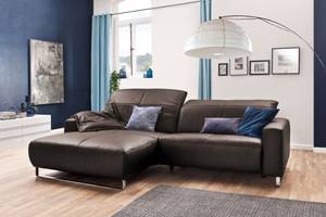 Ecksofa YORK Leder elephant Relaxfunkt. Ecke davorstehend links - Silber