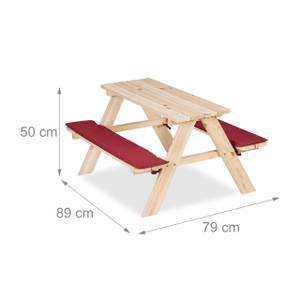 Table & bancs en bois pour enfants Marron - Rouge - Bois manufacturé - Matière plastique - Textile - 89 x 50 x 79 cm