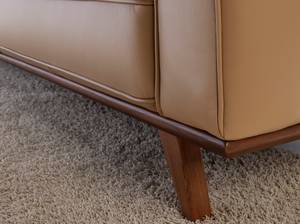 3-Sitzer-Sofa aus sandfarbenem Leder Beige - Echtleder - Textil - 227 x 78 x 95 cm