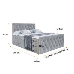 Boxspringbett AMAY KING Hellgrau - Breite: 180 cm