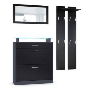 Garderobenset Loret mini LED Blau Anthrazit - Schwarz