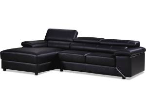 Ecksofa aus rekonstituiertem Leder und P Schwarz - Kunstleder - 165 x 89 x 269 cm