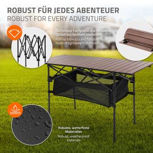 Campingtisch aus Aluminium Schwarz - Braun