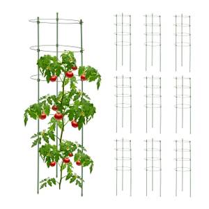 Tuteur à tomates en lot de 10 Vert - Métal - Matière plastique - 28 x 90 x 28 cm