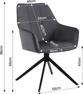 Esszimmerstuhl drehbar Oona(6er Set) Dunkelgrau - Grau