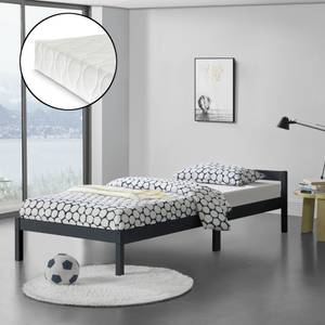 Cadre de Lit Nakkila Pin avec Matelas Gris - Largeur : 96 cm