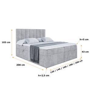 Boxspringbett OTTA Grau - Breite: 120 cm - H3