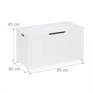 Coffre de rangement blanc avec couvercle Blanc - Bois manufacturé - 80 x 45 x 40 cm