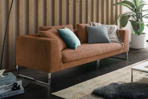 Sofa ARIAN Cord Metallkufe chrom Braun - Breite: 210 cm