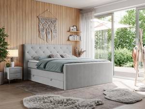 Boxspringbett KING VELEN Platingrau - Breite: 200 cm - H4 - Textil