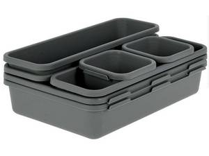 Schubladenorganisatoren 8er Set Anthrazit - Tiefe: 16 cm