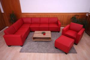 Couch-Garnitur Lyon 6-2 Rot - Kunstleder - 288 x 76 x 216 cm