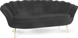 3-Sitzer Samt Muschel Sofa Cara Schwarz - Gold - Gold