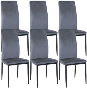 chaise salle à manger Savino Lot de 6 Gris lumineux - Fourrure synthétique