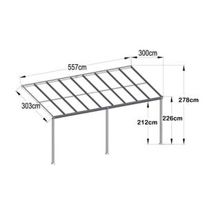 Terrassenüberdachung SOLIS Grau - Breite: 557 cm