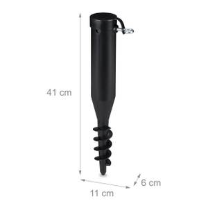 Douille de sol pour parasol Noir - Métal - Matière plastique - 6 x 41 x 11 cm