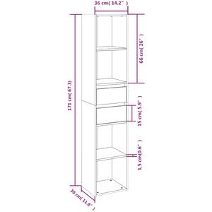 Armoire à livres 3002641 Imitation chêne gris