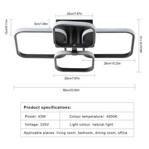 LED-Deckenleuchte Quadrat V Schwarz - Metall - 46 x 13 x 58 cm