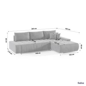 Ecksofa Dhaka L-form Rechts Hellgrau - Ecke davorstehend rechts