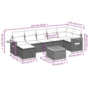 Gartensitzgruppe K1912(8-tlg) Schwarz - Massivholz - 69 x 62 x 62 cm