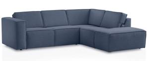 Ecksofa DOHA Blau - Ecke davorstehend rechts - Ottomane davorstehend rechts