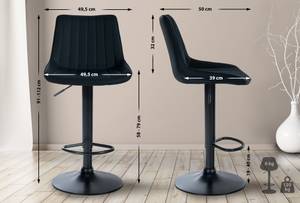 Tabouret de bar Toni Lot de 2 Noir