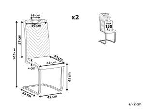 Esszimmerstuhl PICKNES 2er Set Cremeweiß - Silber - Weiß