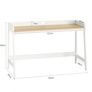 Bureau FWT41-WN Blanc - Bois manufacturé - 125 x 80 x 51 cm