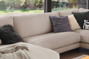 Sofa CARA Wohnlandschaft U-Form Cord Taupe