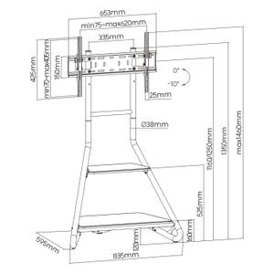 TV-Ständer LUMFS40-46T_ZWART Schwarz - Metall - 84 x 146 x 60 cm