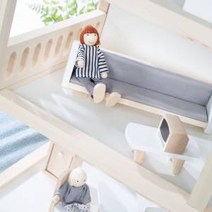 Puppenhaus natur/weiß Weiß - Holzwerkstoff - 70 x 74 x 30 cm