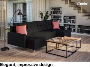 Ecksofa Scando U-Form Schwarz