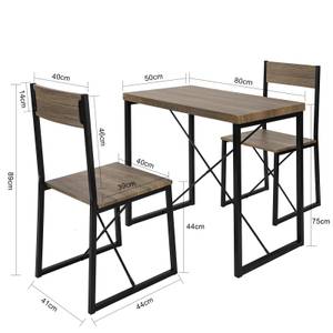 Table à Manger + 2 x Chaises OGT19-N Marron - Bois manufacturé - 80 x 75 x 50 cm