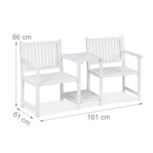 Banc de jardin avec table blanc Blanc - Bois manufacturé - 161 x 86 x 61 cm