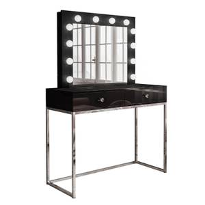 Schminktisch BLANCO GLAMOUR LED chrom Schwarz - Holzwerkstoff - 100 x 146 x 42 cm