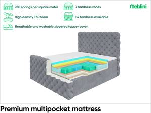 Boxspringbett Duke Hellgrau - Breite: 186 cm - H4