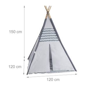 Tipi Zelt für Kinder Braun - Grau - Holzwerkstoff - Textil - 120 x 150 x 120 cm