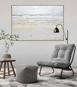 Tableau peint à la main Ocean of Desire Gris - Bois massif - Textile - 122 x 82 x 5 cm