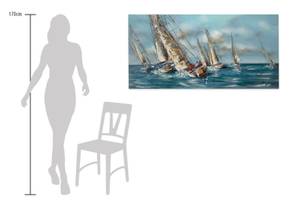 Tableau peint From Coast to Coast Bleu - Blanc - Bois massif - Textile - 120 x 60 x 4 cm