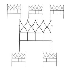 6-tlg. Beetzaun aus Metall Schwarz - Metall - 48 x 45 x 1 cm