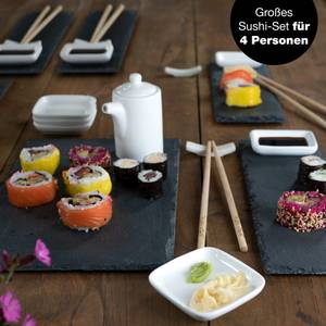 Sushi 22tlg Schiefer Geschirr-Set 4 Pers Schwarz - Porzellan - 25 x 12 x 42 cm