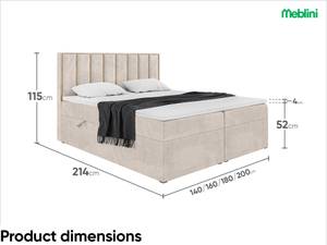 Boxspringbett Noah Beige - 200 x 214 cm - H4