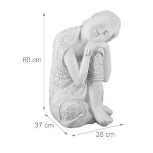 Ruhende Buddha Figur 60 cm Weiß - Kunststoff - Stein - 38 x 60 x 37 cm